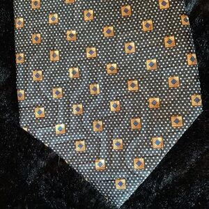 Ferrell Reed Made by Hand Silk Tie in Black, Gold & Blue